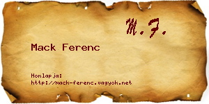 Mack Ferenc névjegykártya